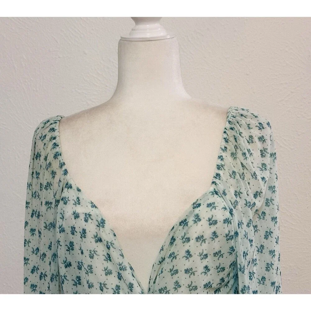 Free People Size M Sweetie Pie Crop Wrap Blouse Boho Festival Peasant